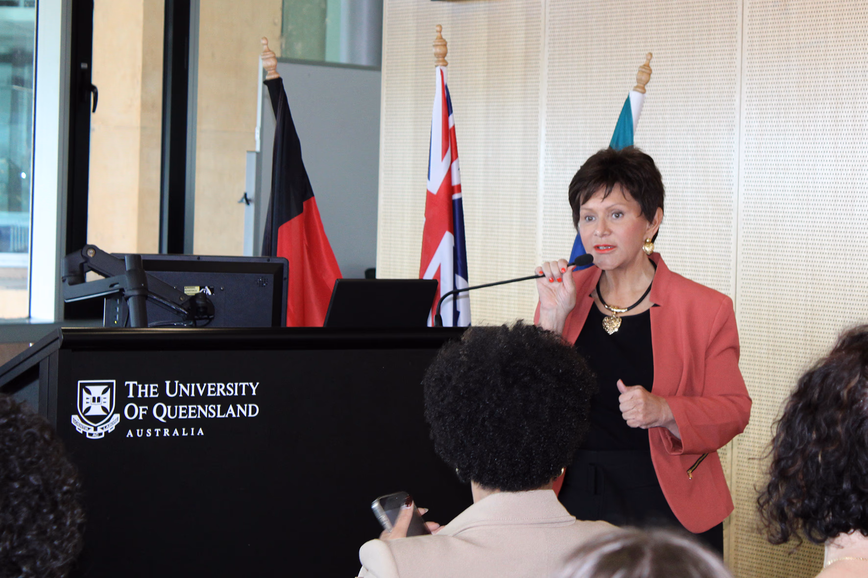 Deputy Vice-Chancellor (Indigenous Engagement) Professor Bronwyn Fredericks speaking at the UQ MOU signing